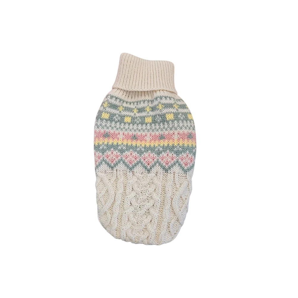 NWT - Cream and Multicolor Knit Pet Sweater - Size XS